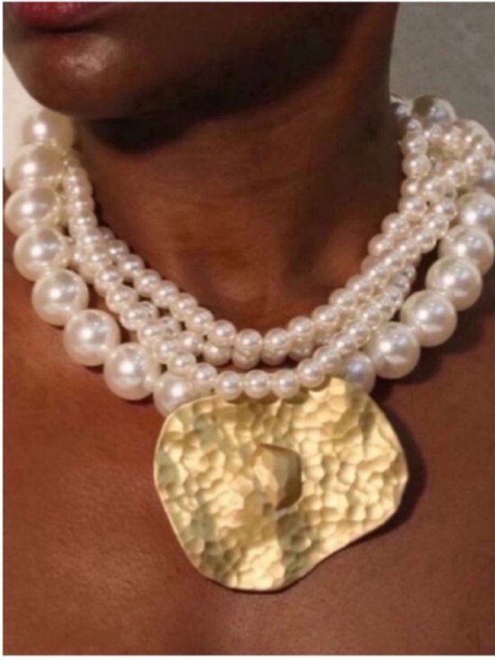 Anthropologie Jewelry - New! Gold Pearl Stack Statement Necklace (5010) NWOT
